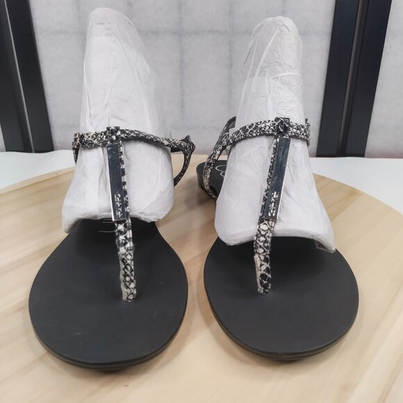 Calvin Klein Samira Snakeskin Black Strappy Silver Accent Sandals Women US 8 - Picture 3 of 13